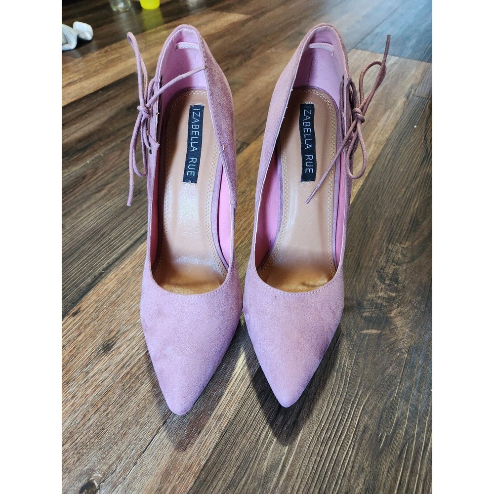 Rosy by Izabella Rue pink faux suede corset 5.5" heel pumps, size 8.5